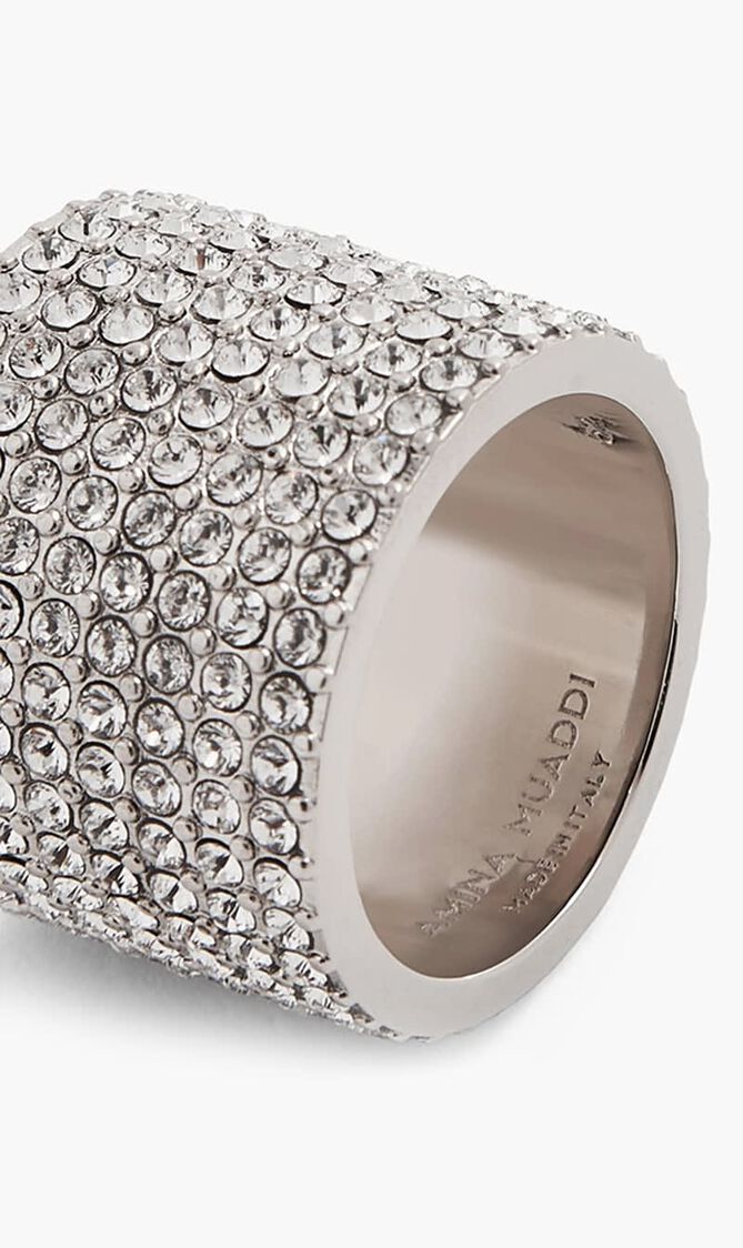 RIH RING WHITE CRYSTALS & SILVER BASE