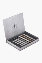 طقم من سكاكين المائدة بمقابض من قرون الغزال - 6 سكاكين