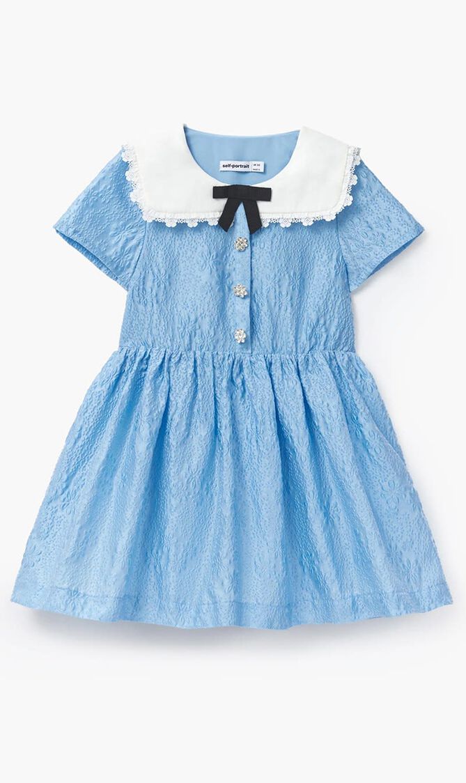 BLUE TEXTURED COTTON DRESS