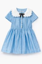 BLUE TEXTURED COTTON DRESS