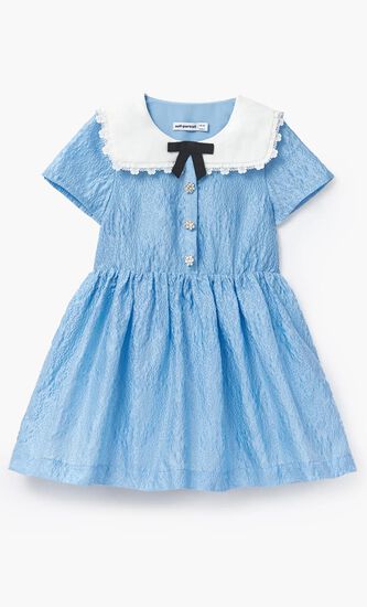 BLUE TEXTURED COTTON DRESS