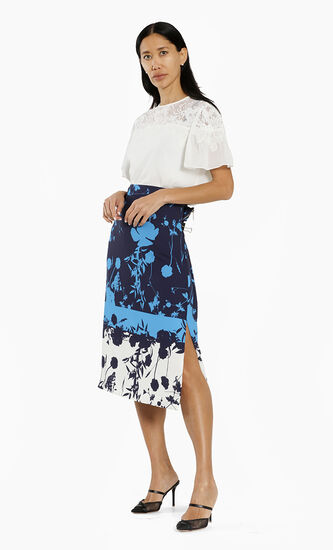 Selaah Bluebell Side Slit Midi Skirt