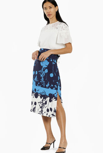 Selaah Bluebell Side Slit Midi Skirt