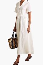 Meryl Gathered Cotton Poplin Midi Shirt Dress