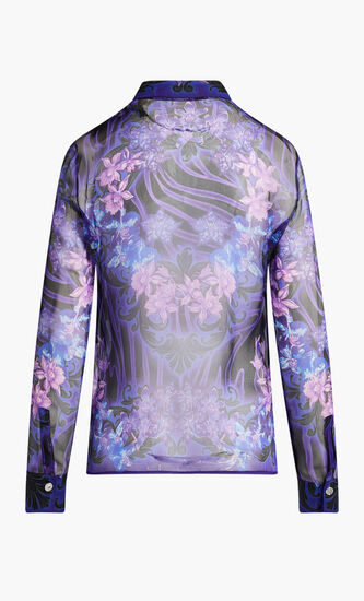 FORMAL SHIRT SILK CHIFFON FABRIC PRINT FOULARD ORCHIDS
