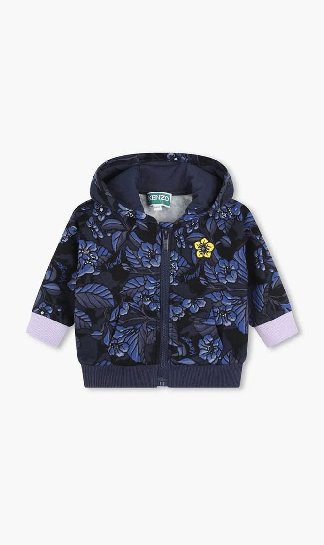 Floral Print Zip Up Hoodie