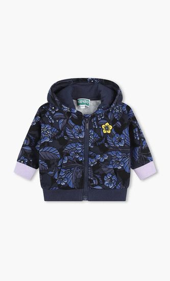 Floral Print Zip Up Hoodie