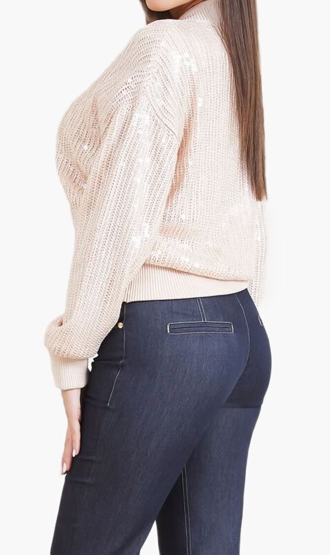 Claudia Sequins Sweater Bomber