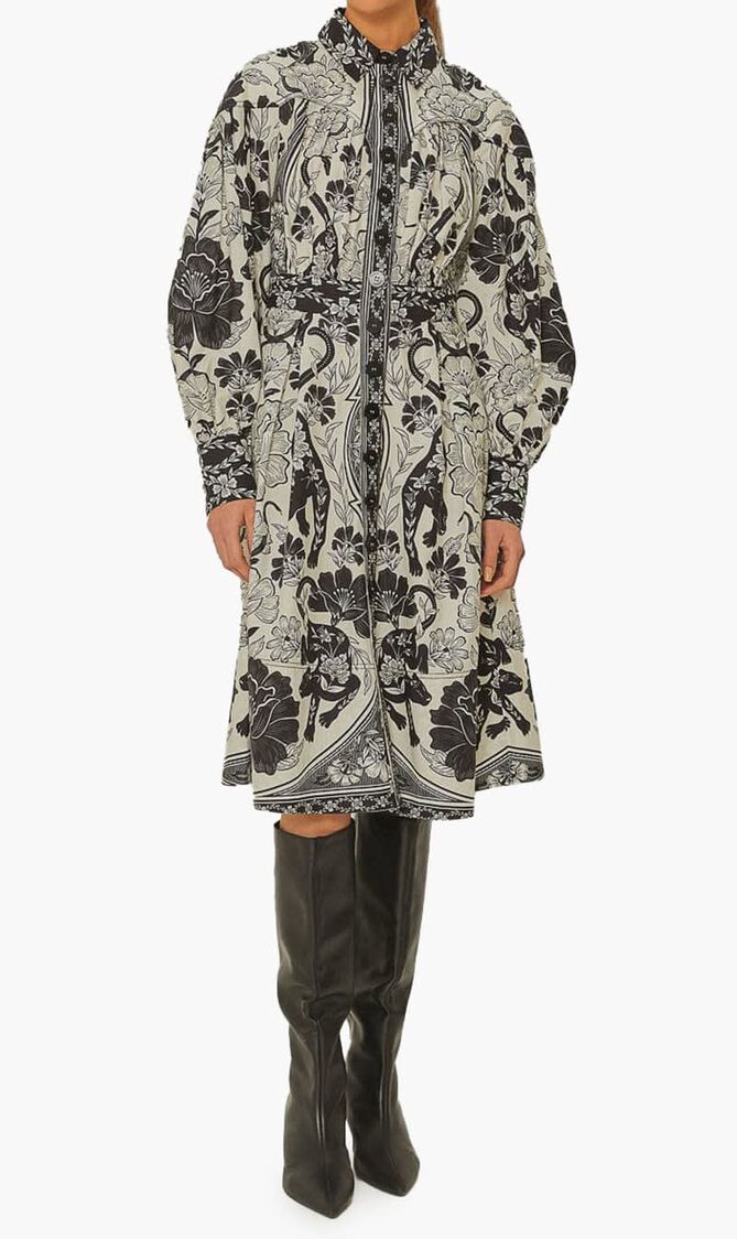 Leopard Collareneck Midi Dress