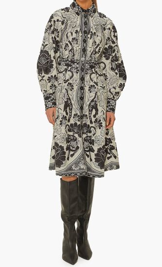 Leopard Collareneck Midi Dress