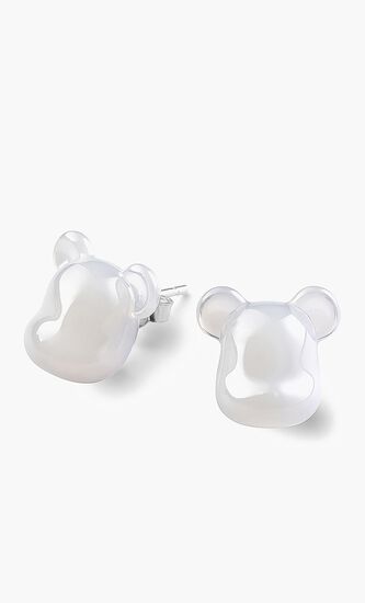 Bac Bearbrick Boucles D'oreilles Puce Argen