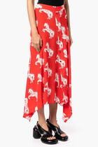 Pixel Horse Print Silk Skirt