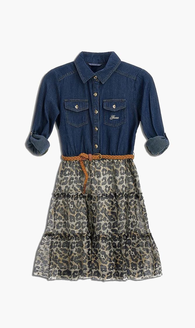 Animal Print Denim Dress