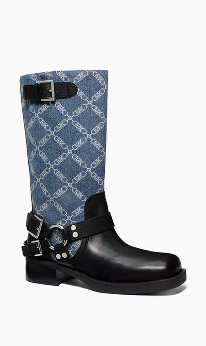 Crosby Empire Diamond Jacquard Denim Moto Boots
