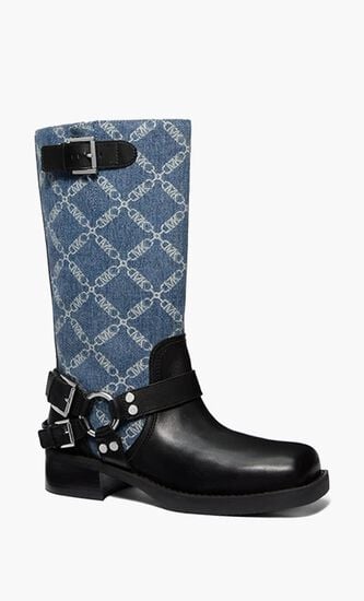 Crosby Empire Diamond Jacquard Denim Moto Boots