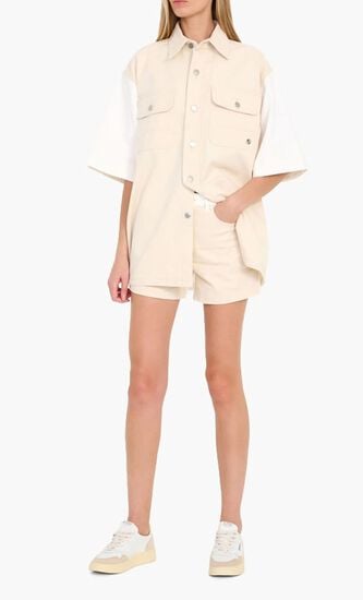 ECRUWHITE BANANA DENIM SHORTS