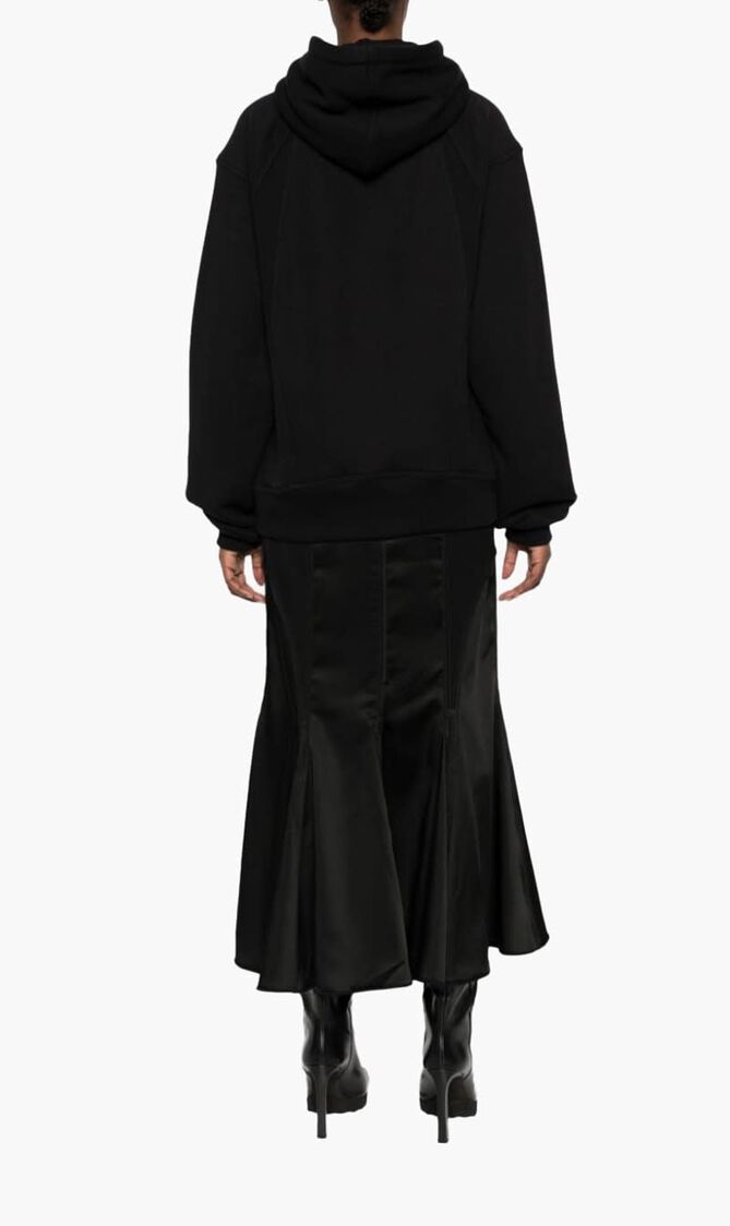 SATIN JER CYCL HOODIE DRESS BLACK BLACK
