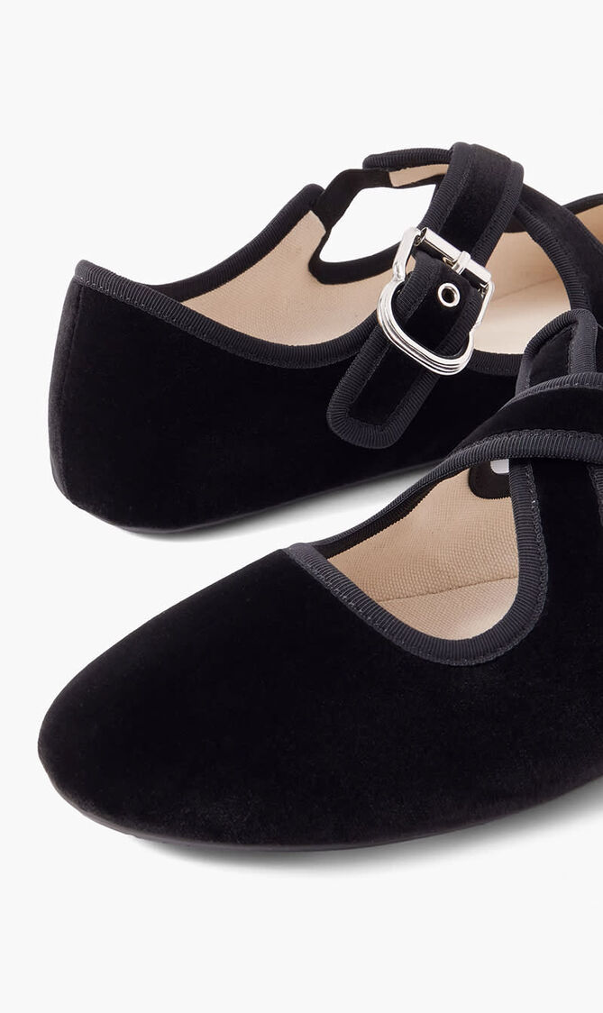 Criss Cross Velvet Ballet Flats