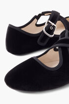 Criss Cross Velvet Ballet Flats