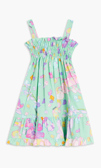 BG DRESS MIDI SL SHIRRED PPLN AO ORCHID