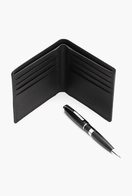 Smooth Leather Bi-fold Wallet and Irving Ballpoint Pen Set