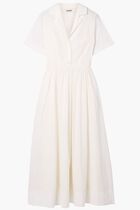 Meryl Gathered Cotton Poplin Midi Shirt Dress