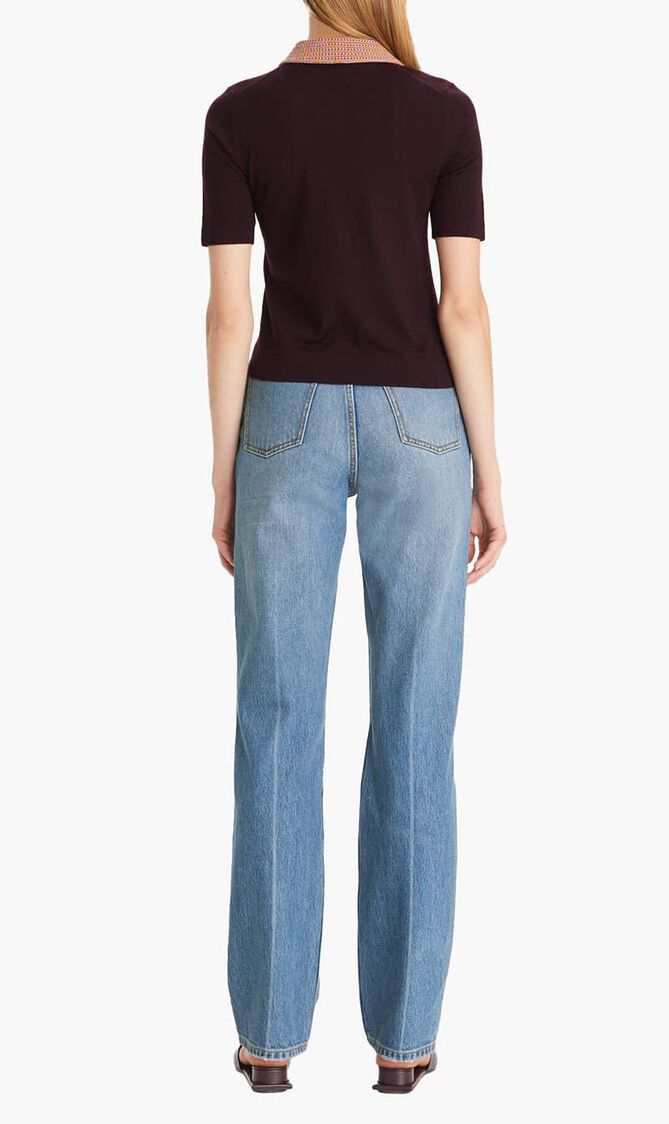 Crochet Collar Knit Polo