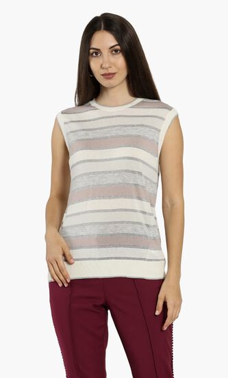 Julonia Sleeveless Knitted Stripes Sweater
