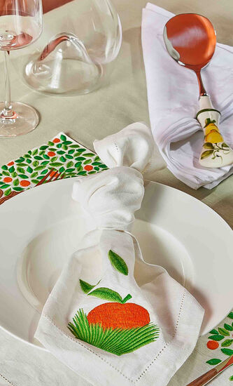 Orange Tree Napkin, White