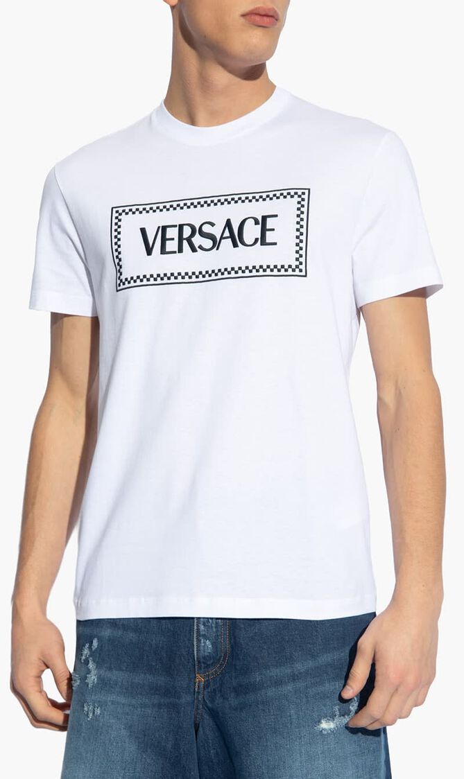 T-SHIRT COMPACT COTTON JERSEY FABRIC + VERSACE LABEL LOGO EMBROIDERY