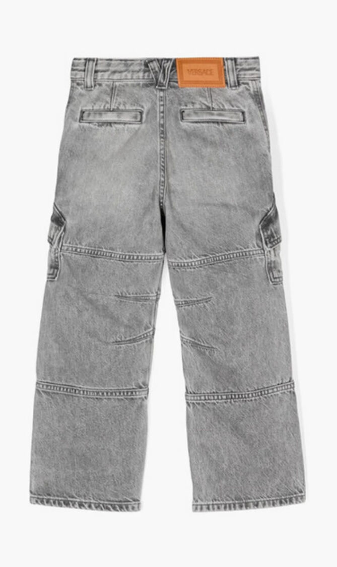 Logo Patch Panelled Straight Leg Cargo Jeans