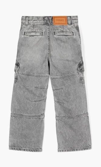 Logo Patch Panelled Straight Leg Cargo Jeans
