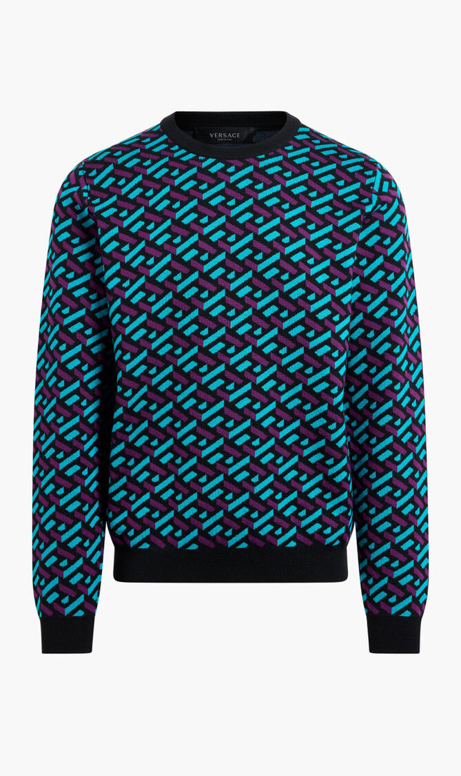 KNIT SWEATER SERIE LA GRECA ALL OVER JACQUARD