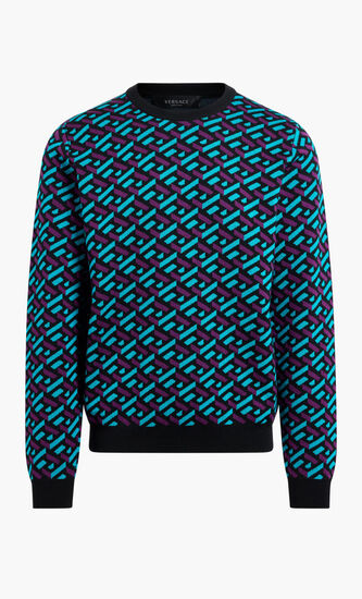 KNIT SWEATER SERIE LA GRECA ALL OVER JACQUARD