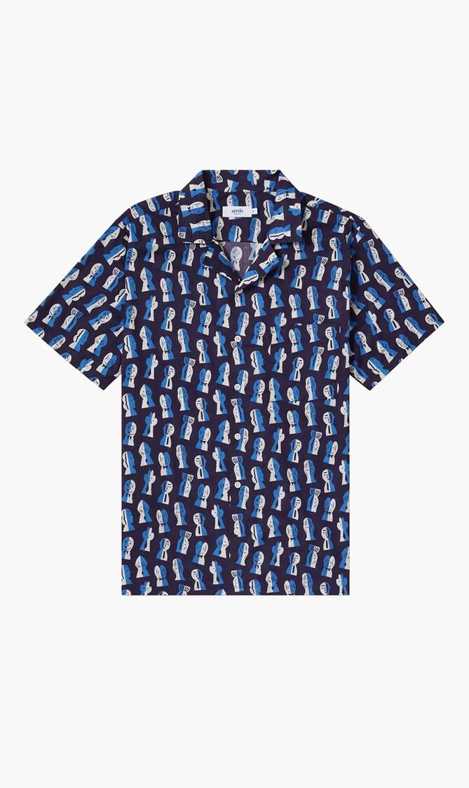 CAMP COLLAR SHIRT-ECO NAVY PAPIER DECOUPE X SEVERIN MILLET