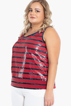 Sequined Striped Tank Top