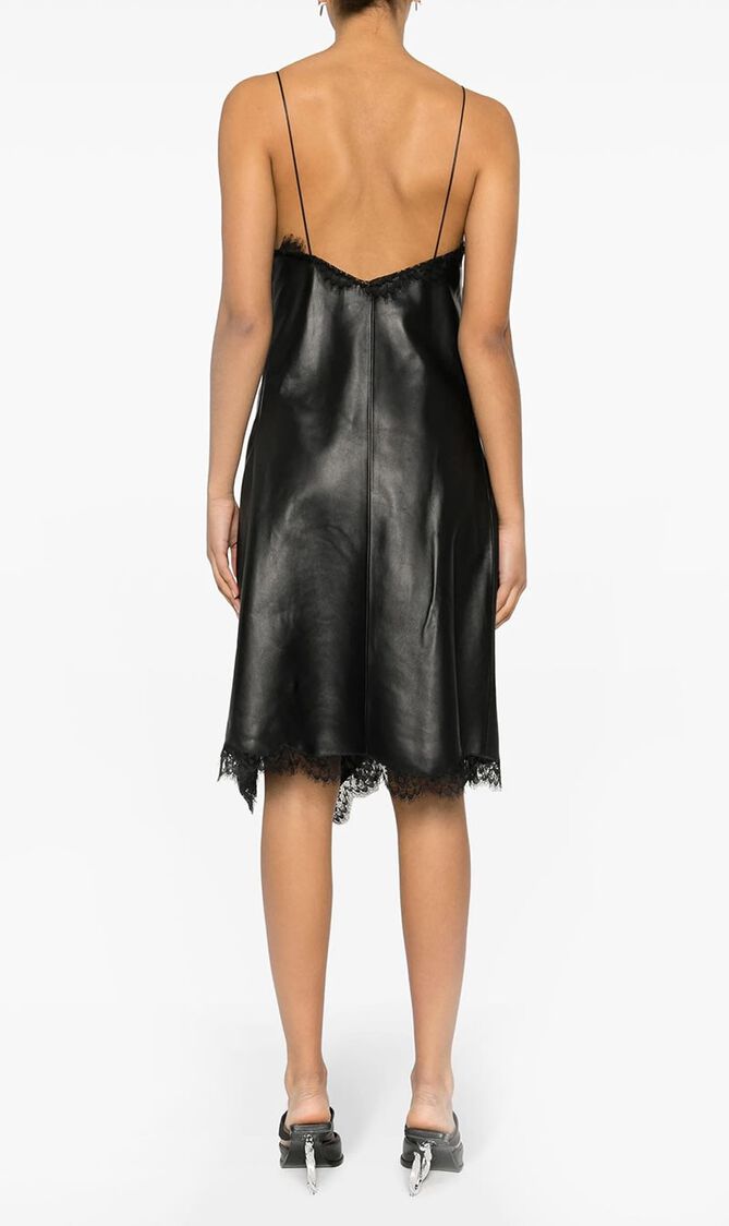 LACE NAPPA SLIP DRESS BLACK NO COLOR