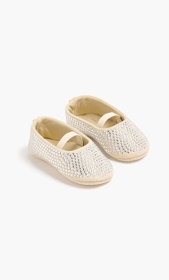 Crystals All Around Embellished Leather Ballerinas