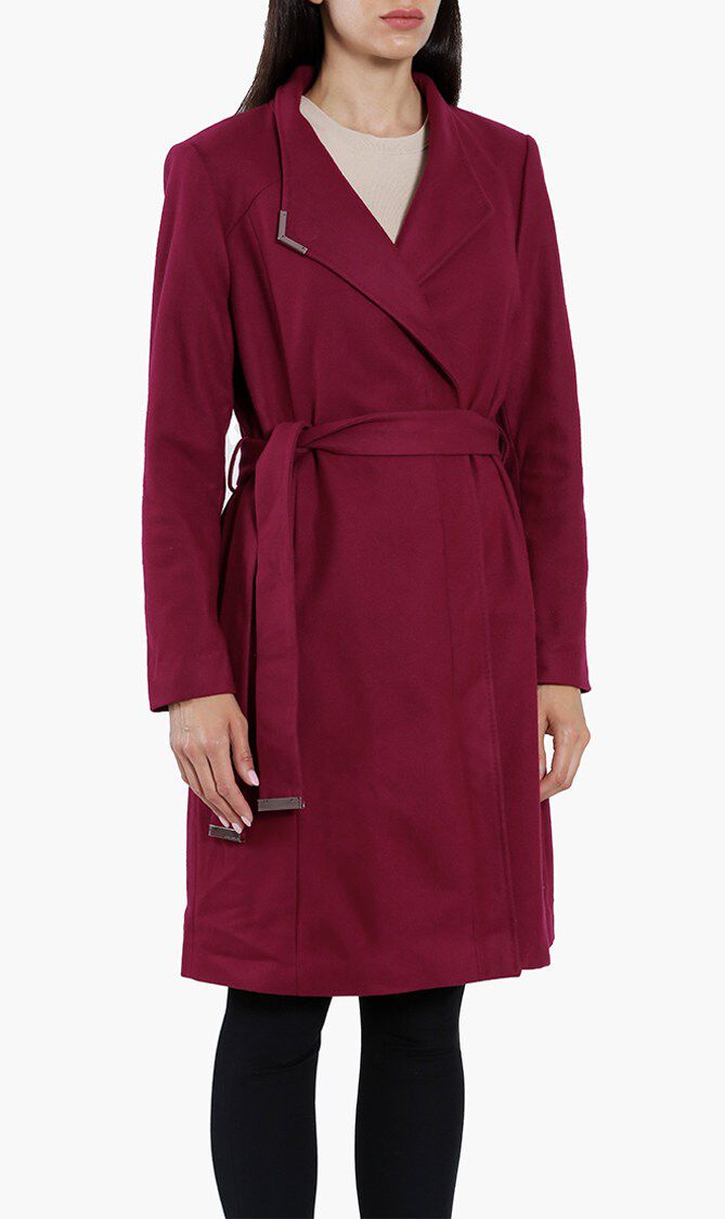 Ellgenc long sale belted wrap coat