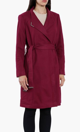 Ellgenc Long Belted Wrap Coat