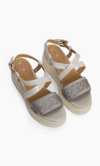 Radwa Glitter Leather Platform Sandals