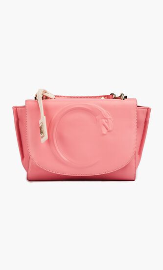 C Logo Snake-Embossed Shoulder Bag