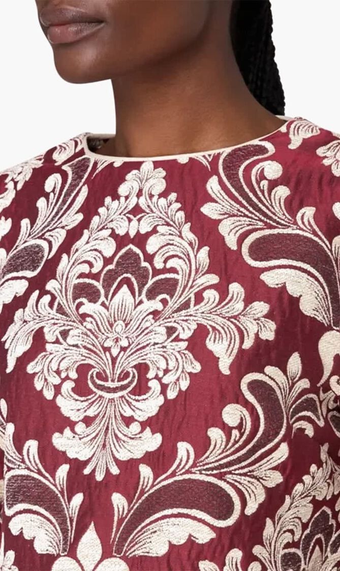 BICOLOR JACQUARD WAVES LONG SLEEVE TOP