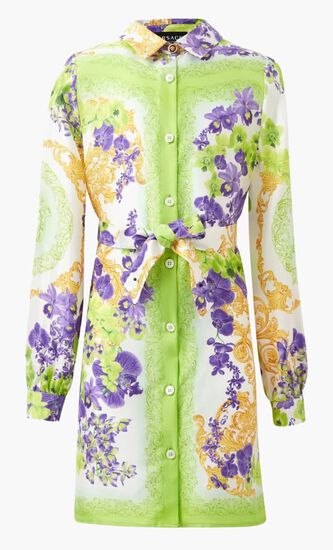 Orchid Print Shirt Dress