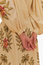 Tropical Flower Embroidered Sleeve Blouse