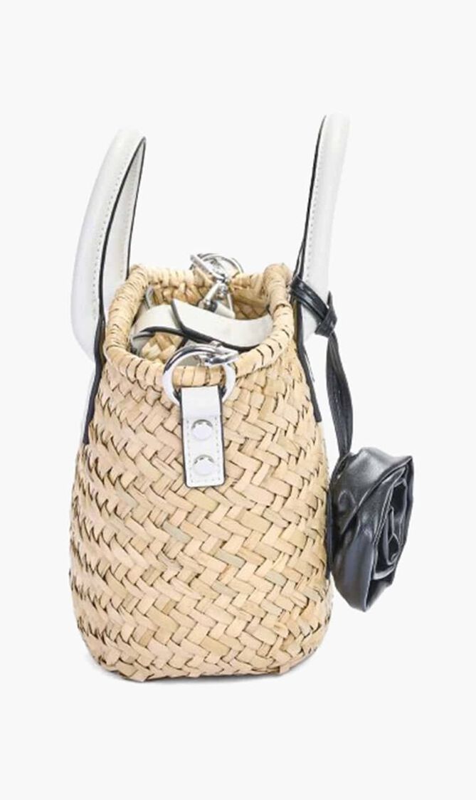 K/Signature Raffia Small Basket Bag