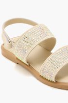 CRYSTALS ALL OVER DECORATED SUEDE LEATHER SANDALS