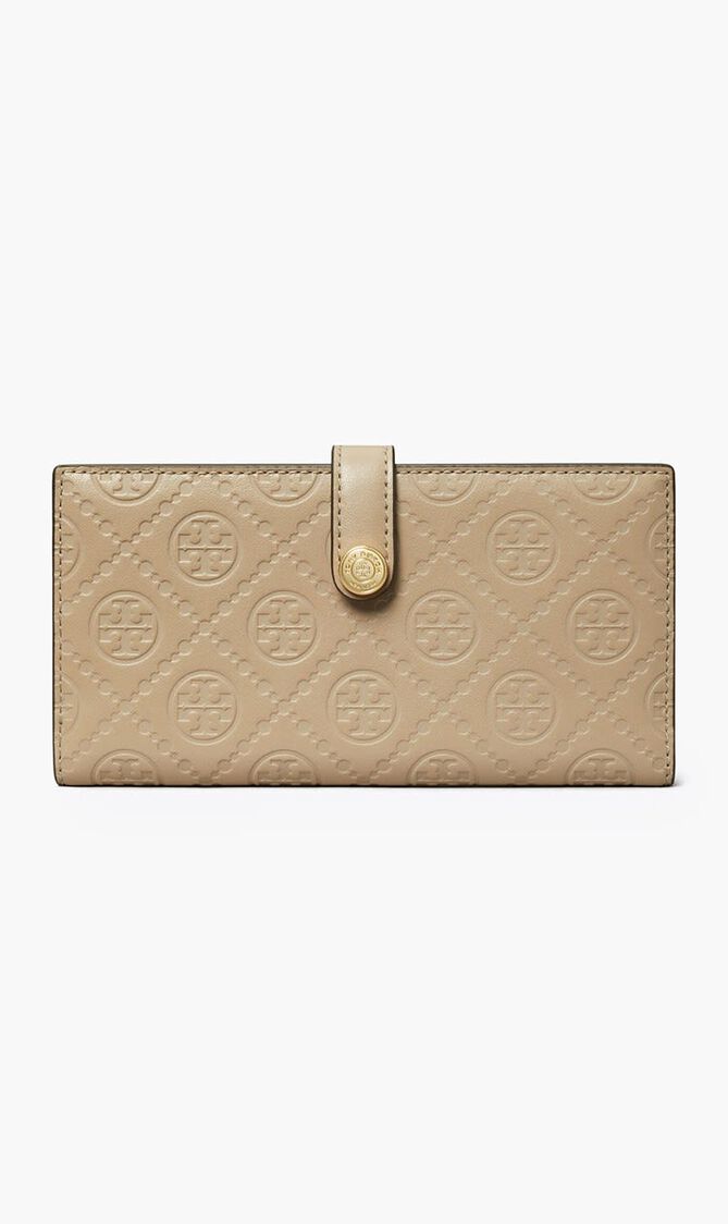 T Monogram Zip Slim Wallet