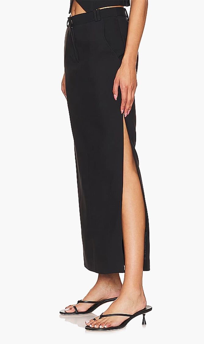 IRENA SIDE SPLIT MAXI SKIRT- BLACK