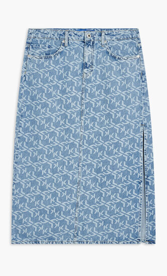 KLJ MONOGRAM DENIM MAXI SKIRT